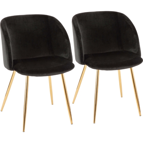 Fran Dining Chair in Black Velvet & Gold Metal (Set of 2)